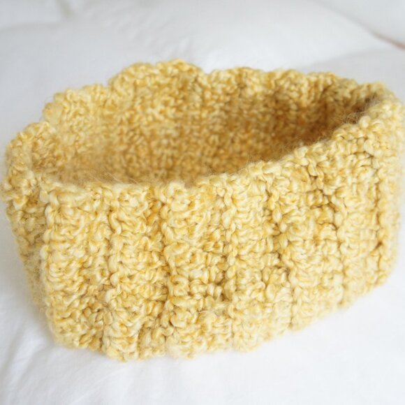 Handmade Mustard Yellow Knit Winter Ski Headband Ear Muff Cowl - Picture 4 of 8